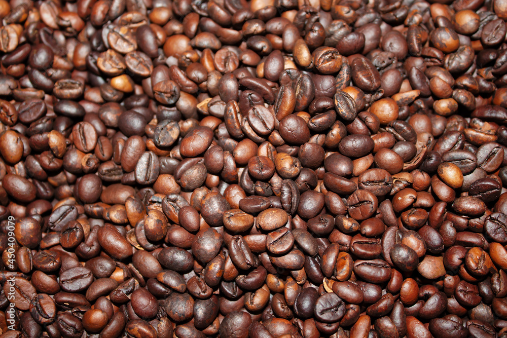 photo for background, roasted coffee beans of different shades of brown color close-up
photo for background, roasted coffee beans of different shades of brown color close-up