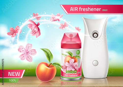 Vector realistic air freshener spray ad mock up