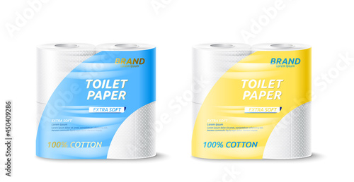 Vector realistic toilet paper roll package mockup