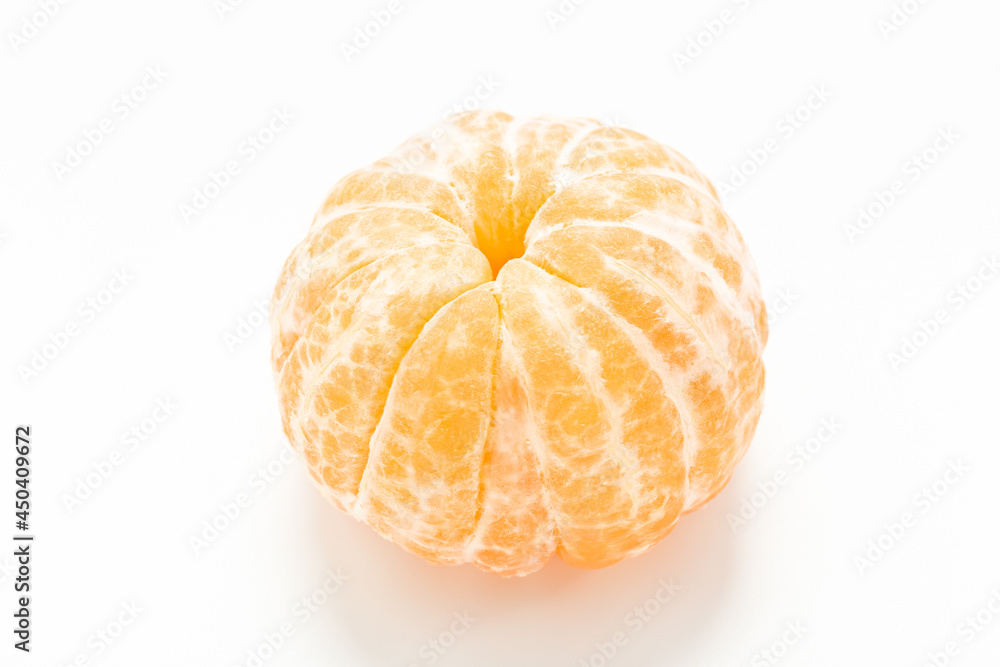 peeled tangerine on white background peeled tangerine on white background
