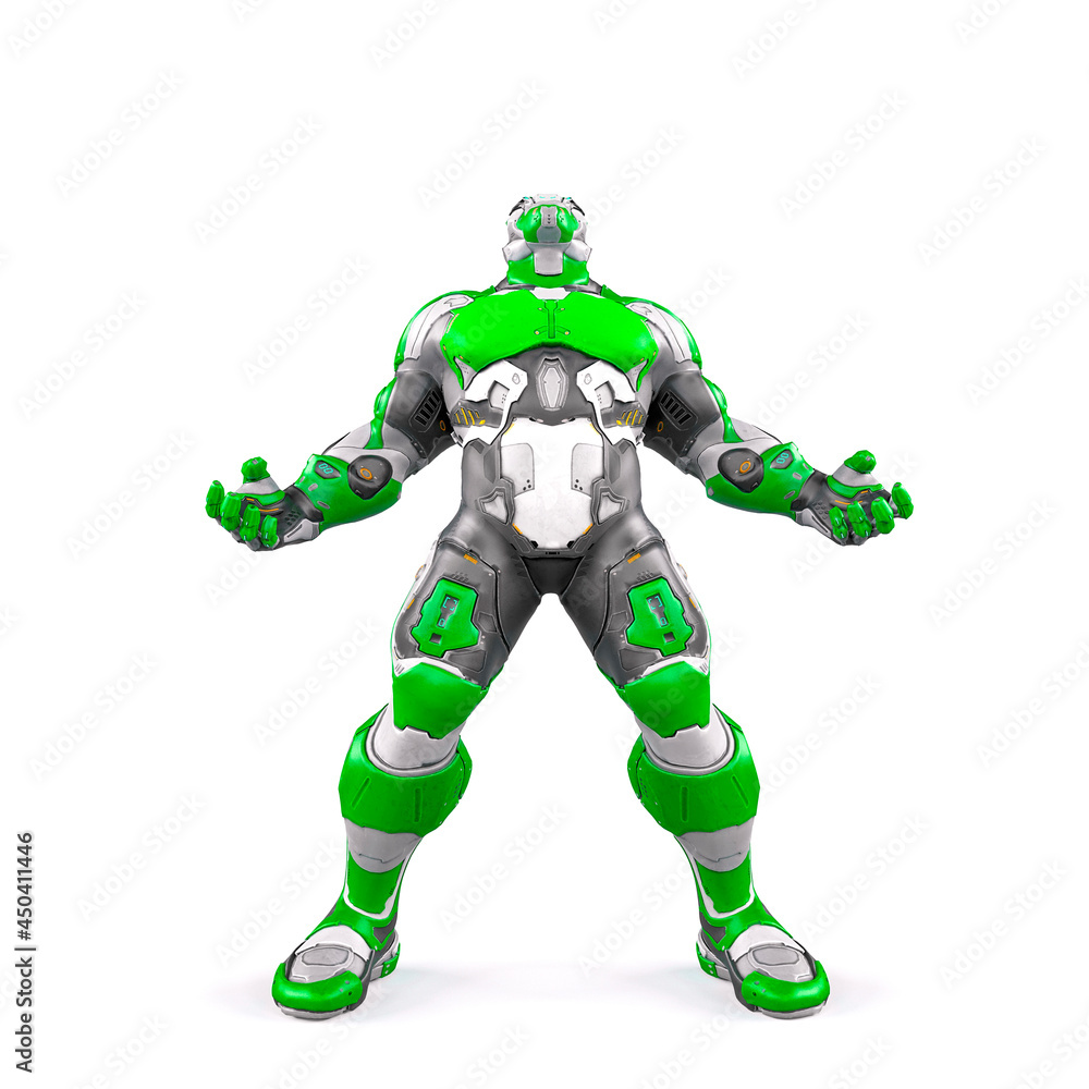 future soldier is looking up on white background future soldier is looking up on white background