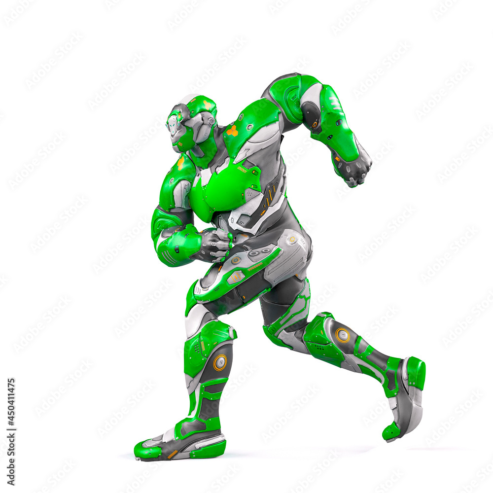 future soldier is walking on white background side view future soldier is walking on white background side view
