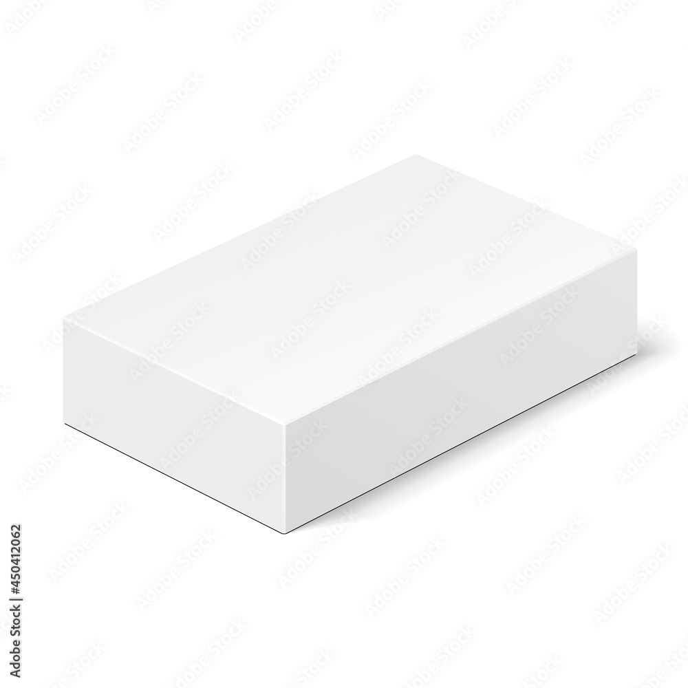 White Product Cardboard Package Box. Illustration Isolated On White Background. Mock Up Template Ready For Your Design. Vector EPS10 White Product Cardboard Package Box. Illustration Isolated On White Background. Mock Up Template Ready For Your Design. Vector EPS10