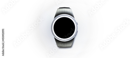 watchface vector. watchface image. chronograph vector. timepiece vector. smart watch black color with silicone band isolated presentation