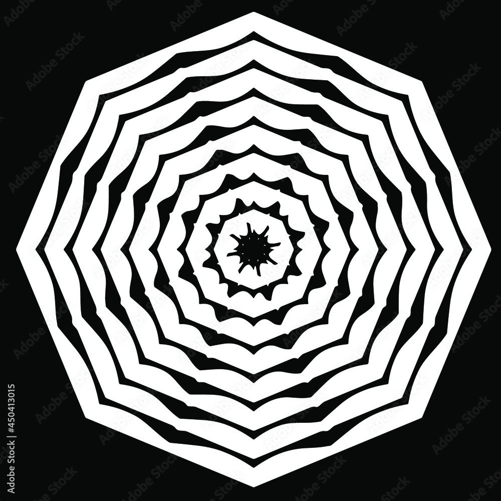 Geometric vector mandala with triangular elements. abstract ornament for wallpapers and backgrounds. Black and white pattern. 