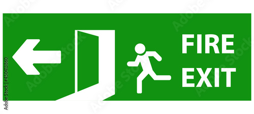 The fire exit emergency door guides the safe exit. Emergency exit door. Security concept. Vector design eps 10.