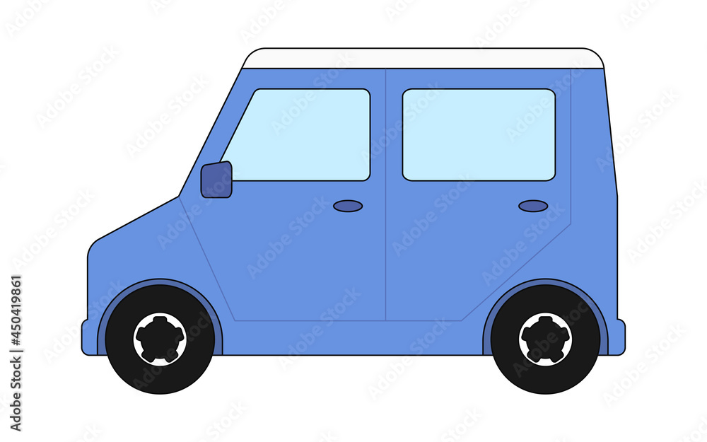 青い軽自動車のシンプルな線画