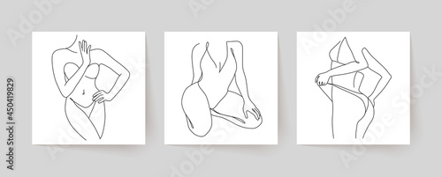 Abstract minimalistic female bodies. Modern single line art. Woman beauty fashion concept, minimalistic style.