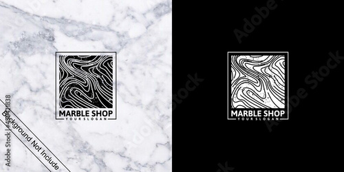 marble shop, logo inspiration with line art for shop and business