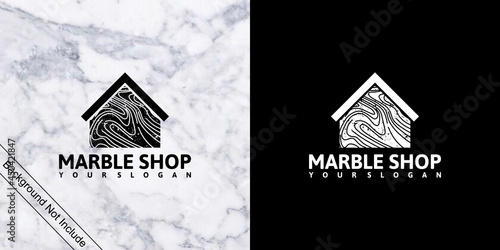 marble shop, logo inspiration with line art for shop and business