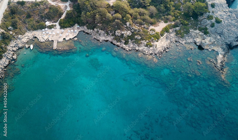 Warm greek bay drone photo