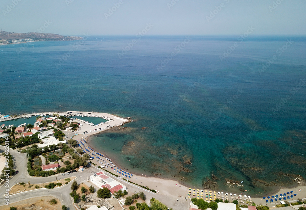 A warm holiday on the Greek coast drone view