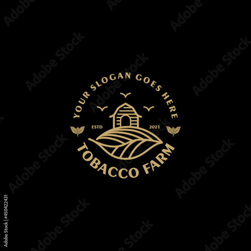 tobacco farm,vintage logo with line art, for business reference