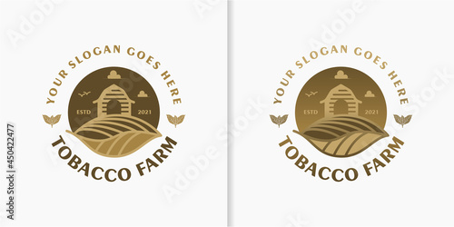 tobacco farm,vintage logo with line art, for business reference