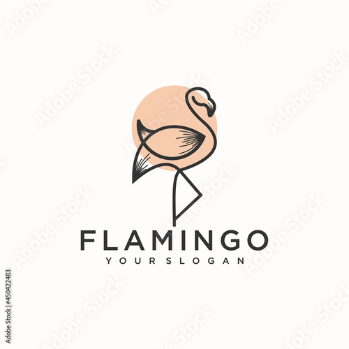 flamingo logo, simple, minimalist logo for business reference.