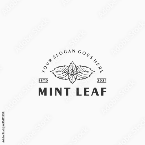 mint leaf logo, simple, elegance, logo reference for business