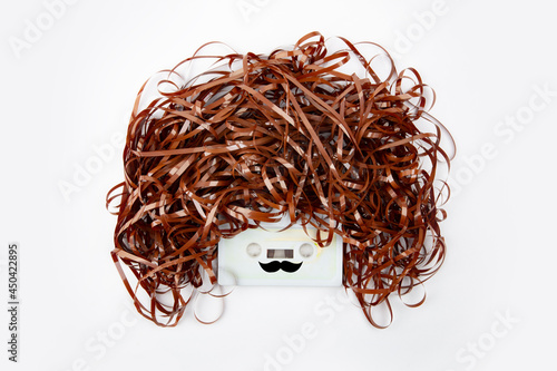 Canvas-taulu Funny male Face with Audio Tape