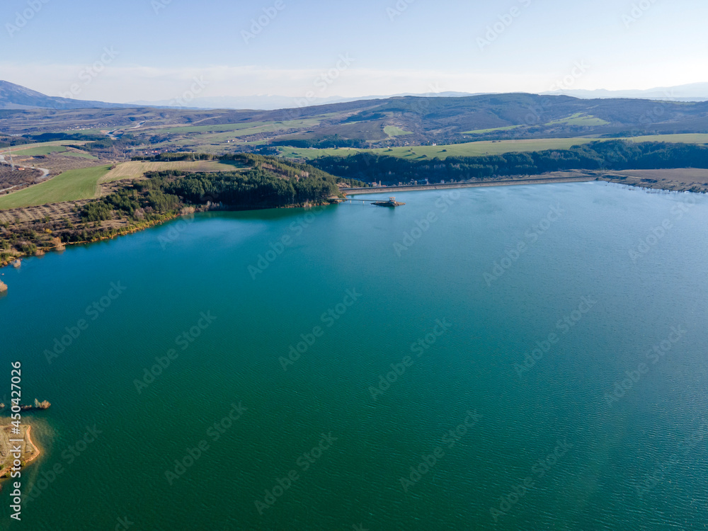 Aerial view of Dyakovo Reservoir, Bulgaria