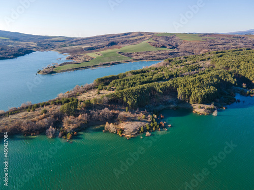 Fototapeta Naklejka Na Ścianę i Meble -  Aerial view of Dyakovo Reservoir, Bulgaria