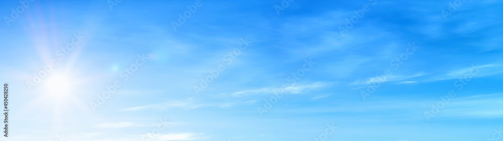 panorama blue sky with beautiful natural white clouds
