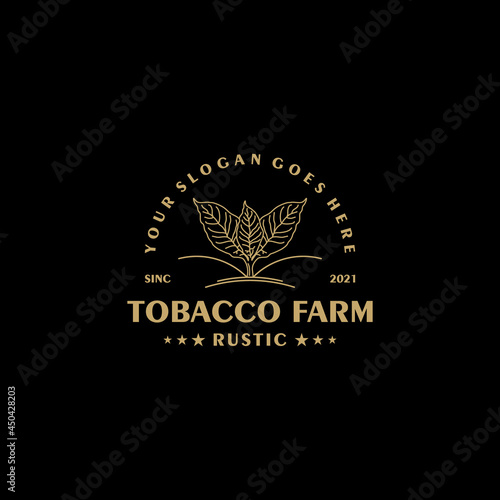 tobacco farm,vintage logo with line art, for business reference