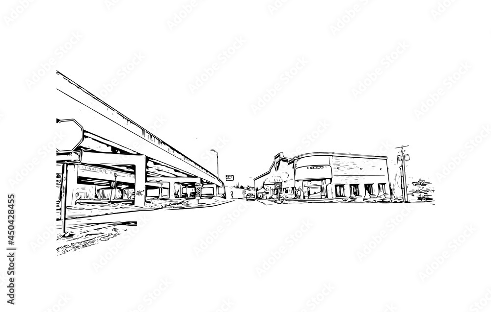 Building view with landmark of Johnson City is in east Tennessee. Hand drawn sketch illustration in vector. Building view with landmark of Johnson City is in east Tennessee. Hand drawn sketch illustration in vector.
