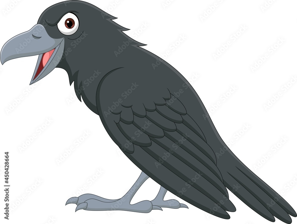 Obraz premium Cartoon crow isolated on white background