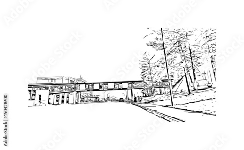 Building view with landmark of Johnson City is in east Tennessee. Hand drawn sketch illustration in vector.