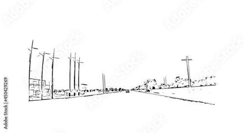 Building view with landmark of Jonesboro is the 
city in Arkansas. Hand drawn sketch illustration in vector. photo