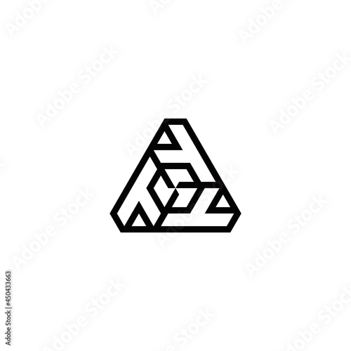 t initial triangle 3d logo design vector template