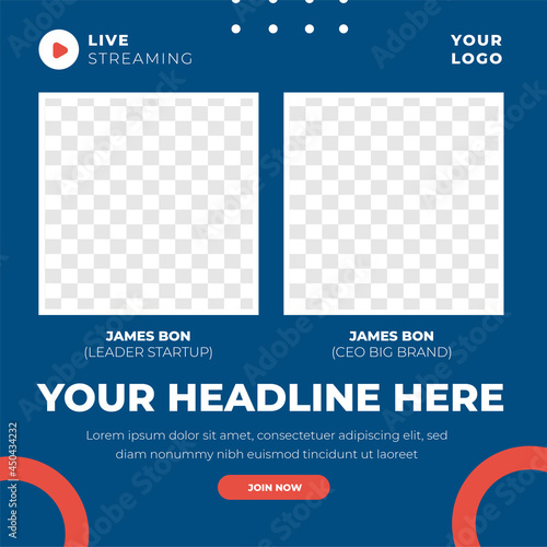 Live Streaming feed design social media post template