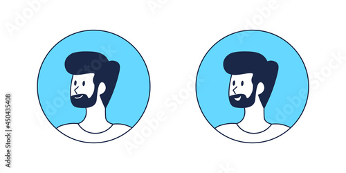 Minimalist Male Avatar - Amazing vector flat icon of a happy man and in minimalist line art style suitable for website, mobile apps, user profile, and illustration in general  - Vector Characters