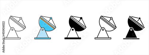 Parabola antenna icon vector set. Parabolic radio antenna signal vector illustration. broadcast illustration.