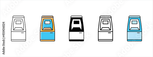 ATM banking icon vector set. Automated teller machine bank vector illustration set.