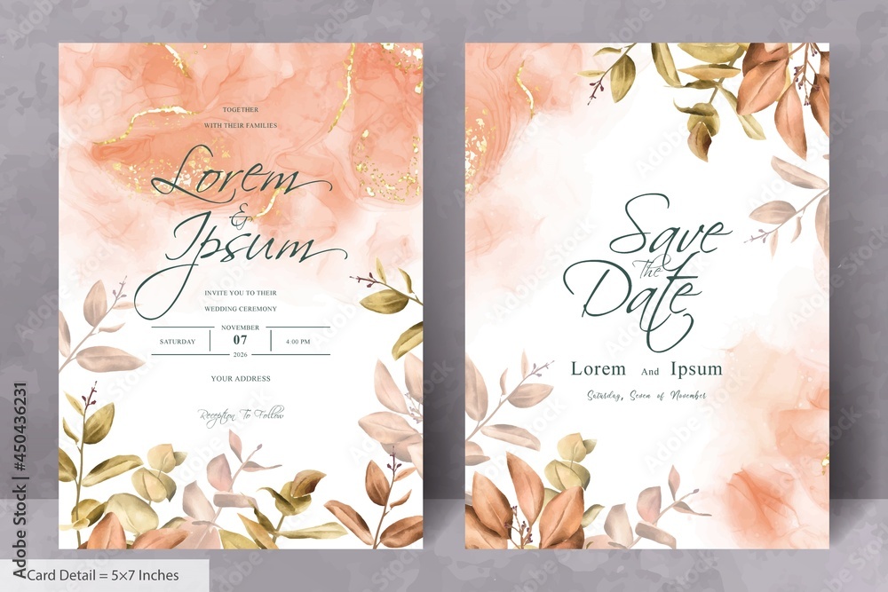 Set of Rustic Bohemian Fall Autumn  Wedding Invitation Design Frame