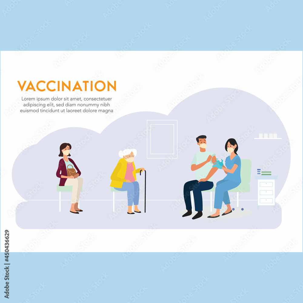 illustration of patient get injection vaccination