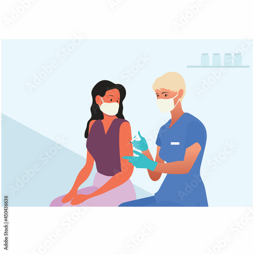 doctor injecting vaccine to patient illustration