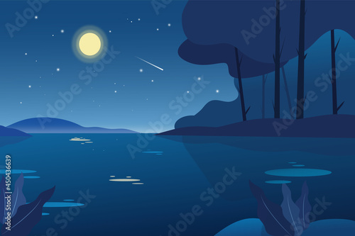 night landscape with moon illustration