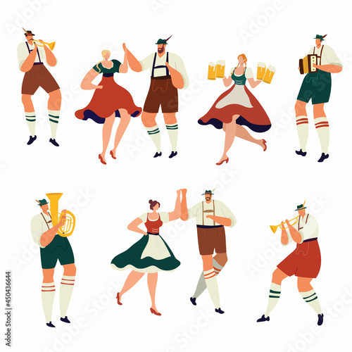 illustration of a set people on oktoberfest party