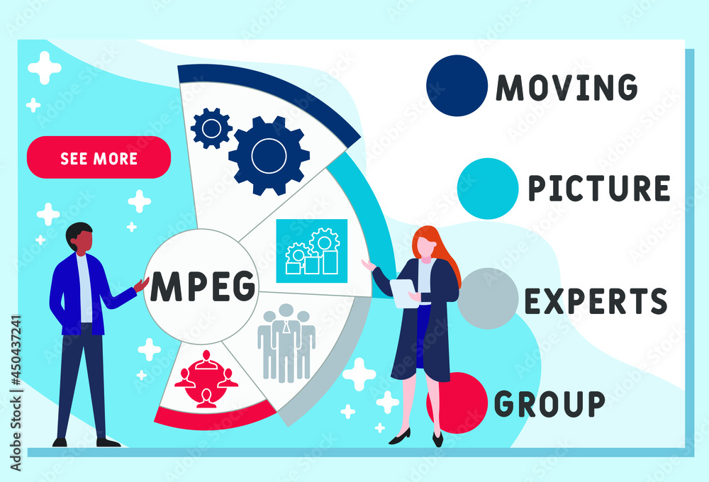 Vector website design template . MPEG - Moving Picture Experts Group acronym. business concept. illustration for website banner, marketing materials, business presentation, online advertising. Vector website design template . MPEG - Moving Picture Experts Group acronym. business concept. illustration for website banner, marketing materials, business presentation, online advertising.