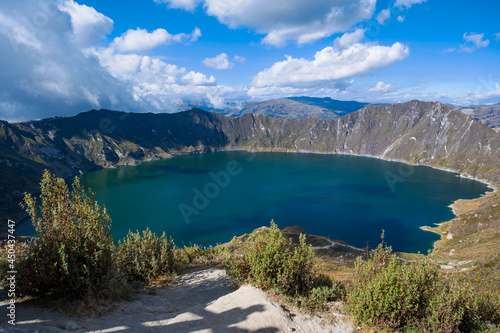Quilotoa water-filled crater lake and the most western volcano in the Ecuadorian Andes.