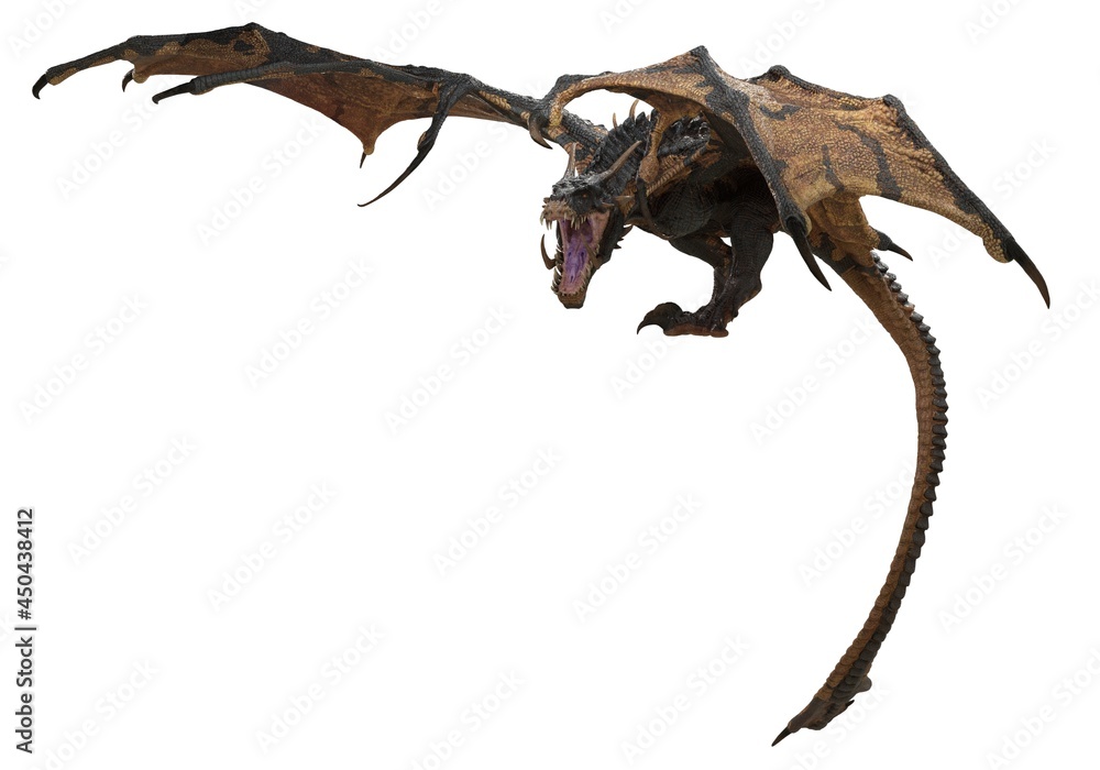 Fantasy dragon isolated on white 3d illustration Fantasy dragon isolated on white 3d illustration
