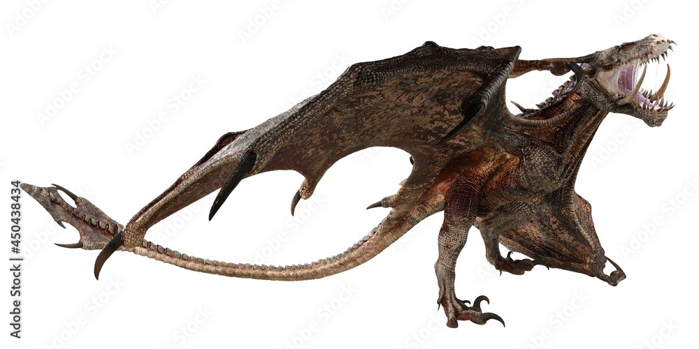 Fantasy dragon isolated on white 3d illustration Fantasy dragon isolated on white 3d illustration