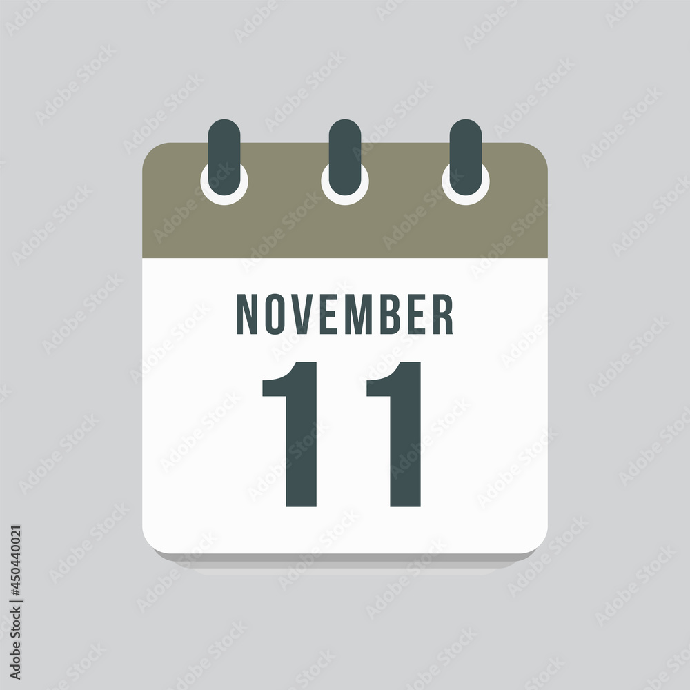 Icon day date 11 November, template calendar page Icon day date 11 November, template calendar page