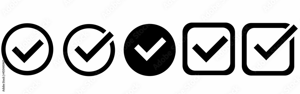 Check mark set icon. Simple web buttons. Checkmarks and confirm. Round checkmark. Check mark set icon. Simple web buttons. Checkmarks and confirm. Round checkmark.