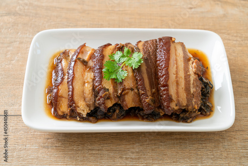 Steam Belly Pork With Swatow Mustard Cubbage Recipes or Mei Cai Kou Rou photo