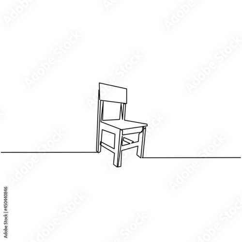 Continuous line drawing of chair, object one line, single line art, hand made, vector illustration