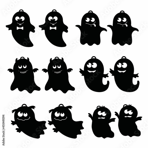 a set of earrings templates for Halloween, vector illustration on a white background