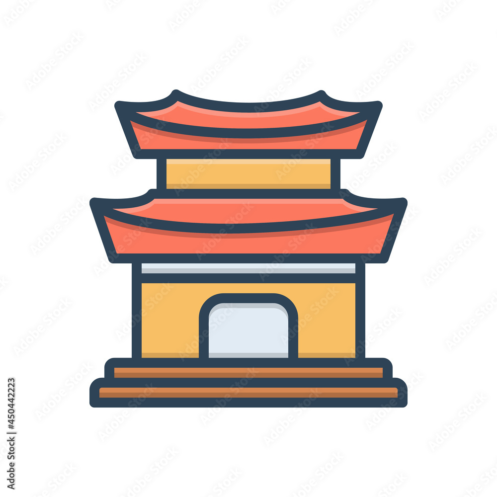 Color illustration icon for korea building