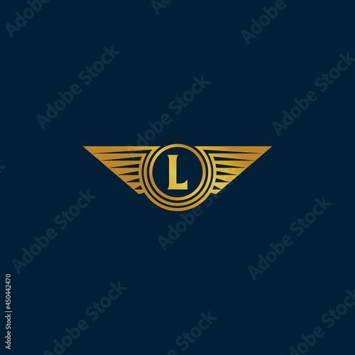 Letter and Wings logo template with strong and elegant style that gives a classy and luxury impession. photo